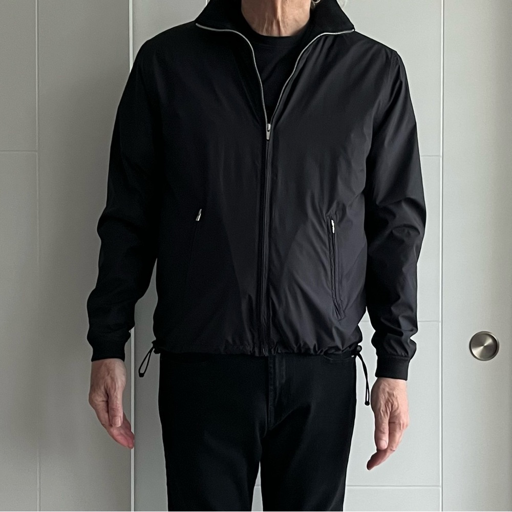 Men's Black Nylon Zip-Up Jacket
